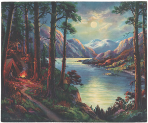 william thompson tent camping moonlight scene